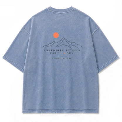 Somewhere Between Earth & Sky Washed Print T-Shirt