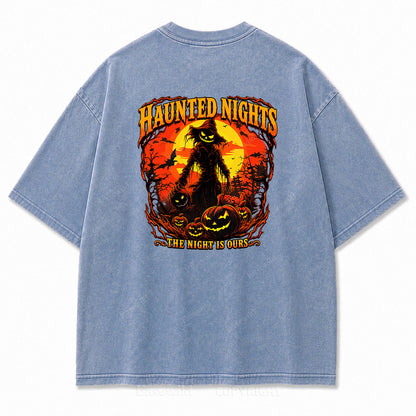 Haunted Nights Halloween Washed Graphic Tee