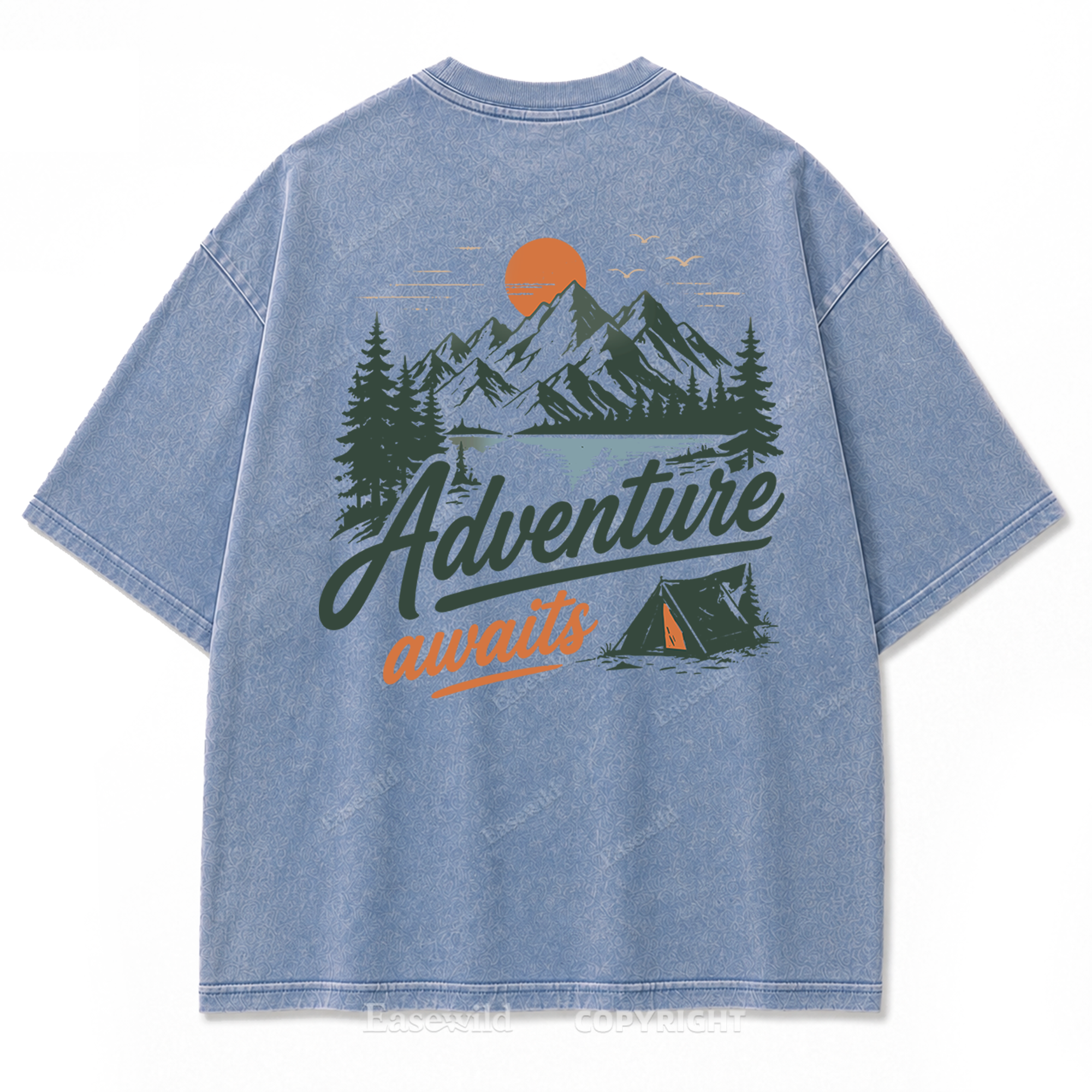 Adventure Awaits Mountain Camp Washed Print Tee