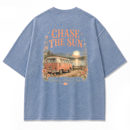 Golden Hour Lakeside Van Washed Print Tee