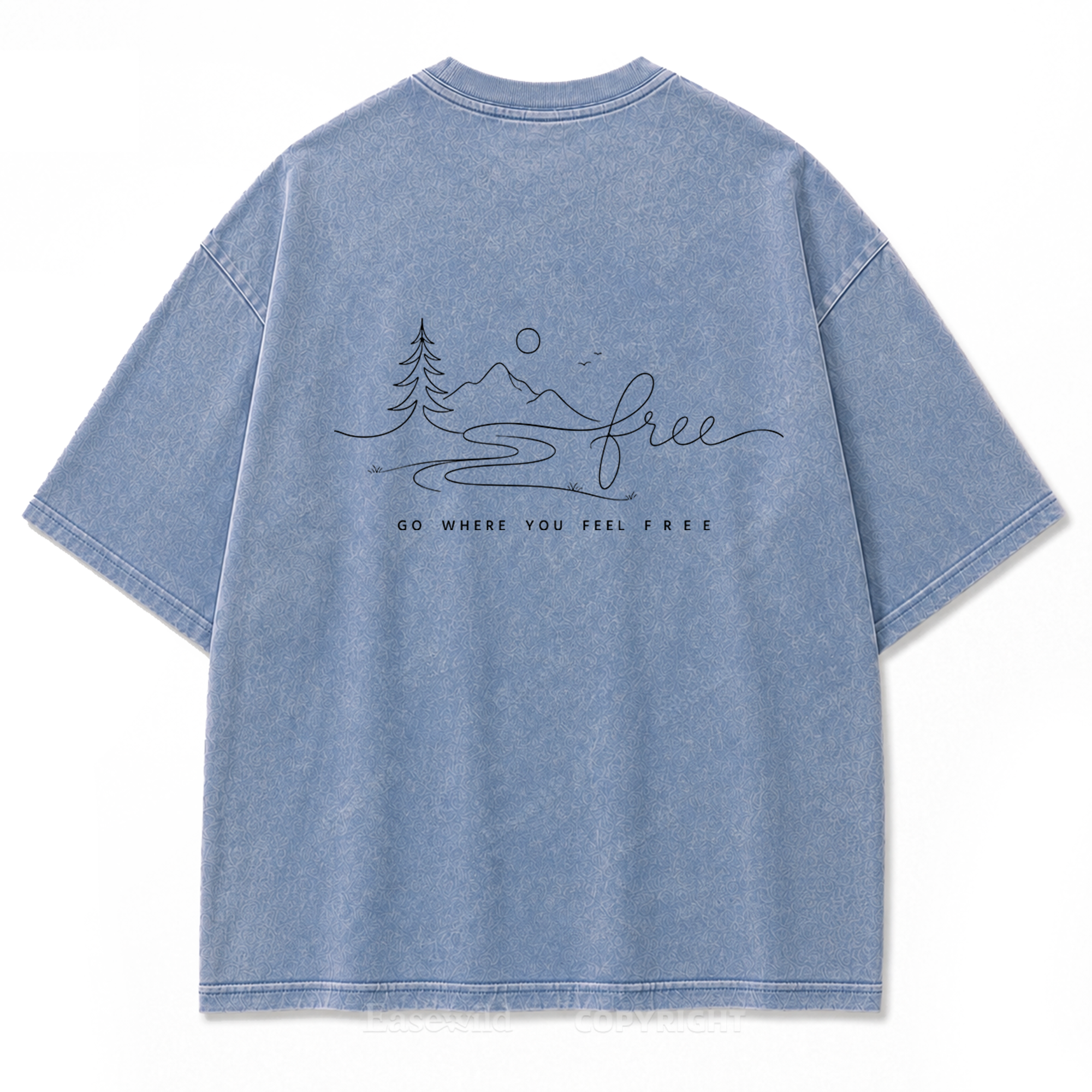 Go Where You Feel Free Mountain Washed Print Tee