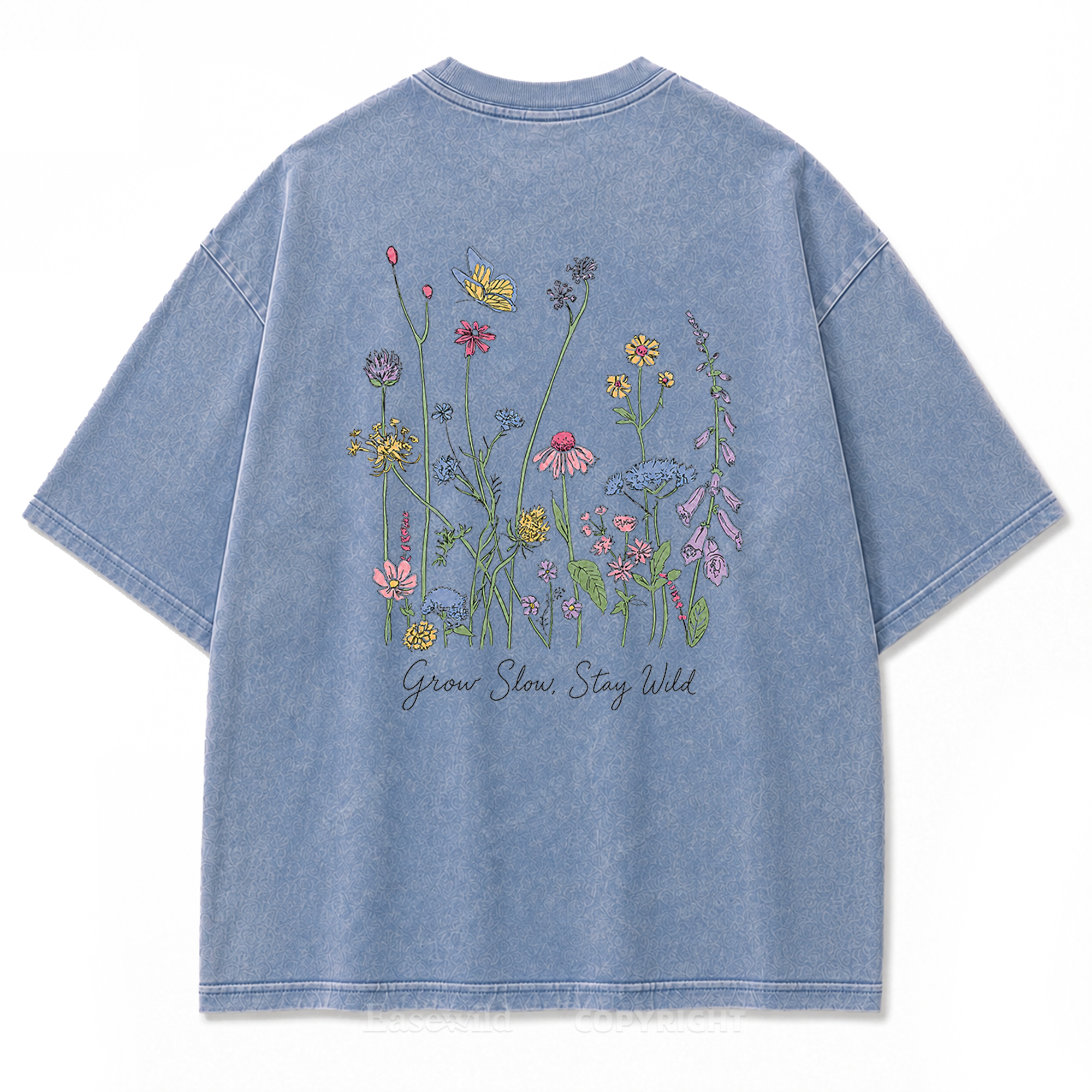 Grow Slow Stay Wild Wildflower Washed Print Tee