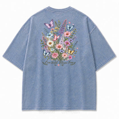 Live Wild Bloom Free Floral Art Print Tee