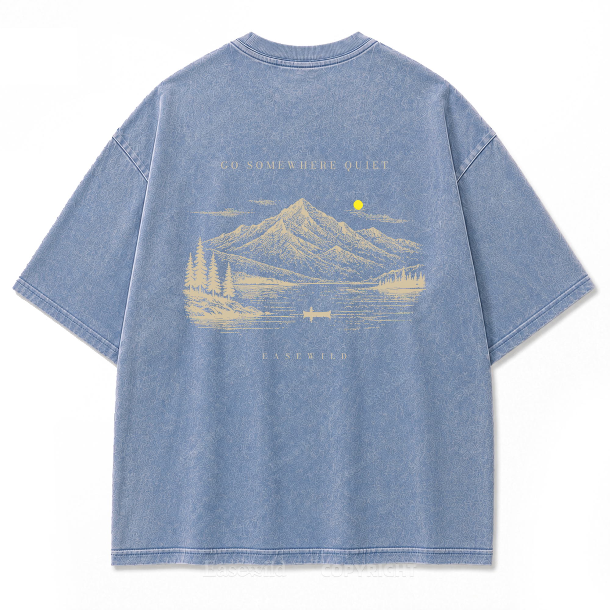 T-Shirt mit gewaschenem Druckmotiv „Ruhiger Alpensee“