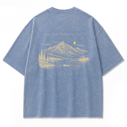 T-Shirt mit gewaschenem Druckmotiv „Ruhiger Alpensee“
