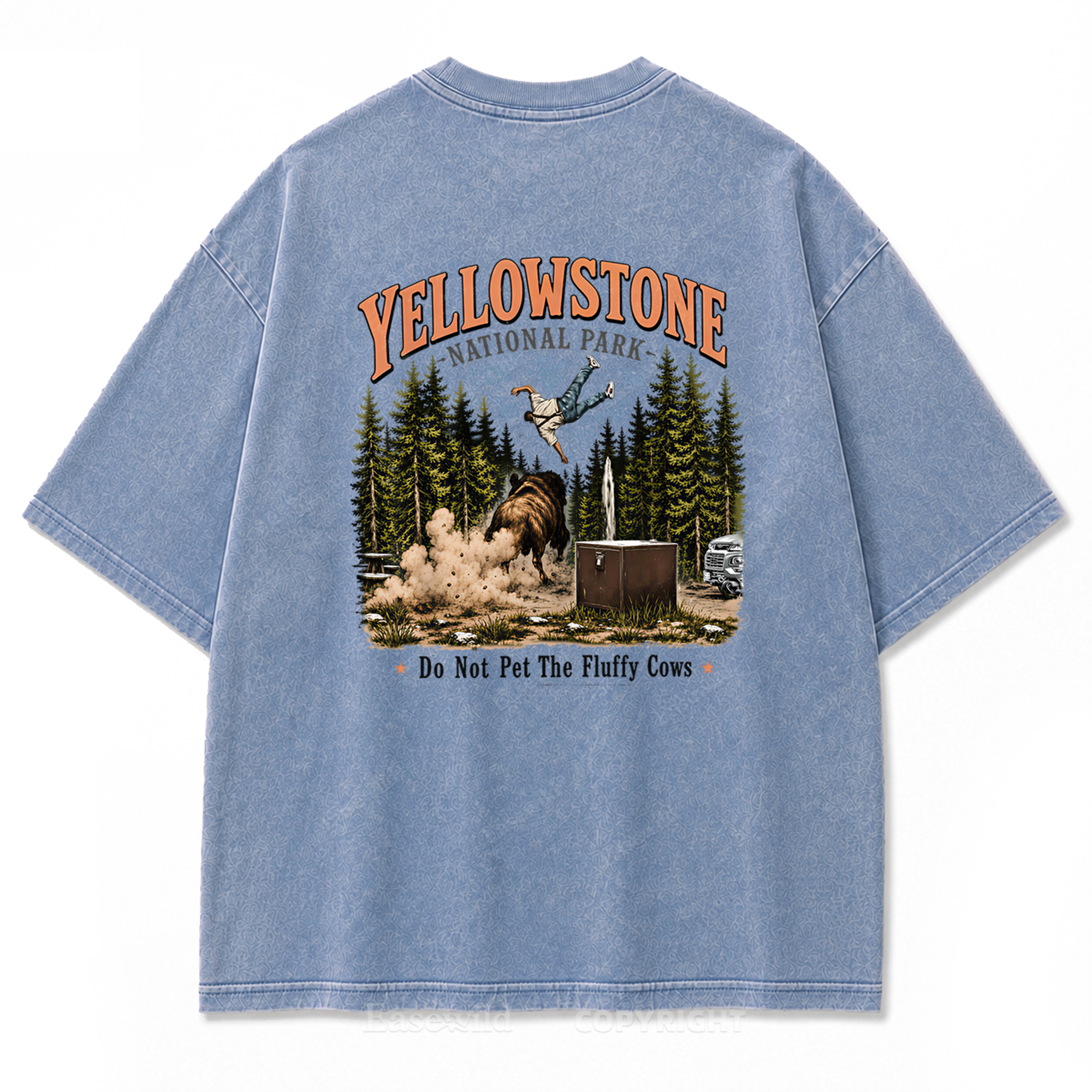 Yellowstone National Park Fluffy Cows Graphic Washed T-Shirt