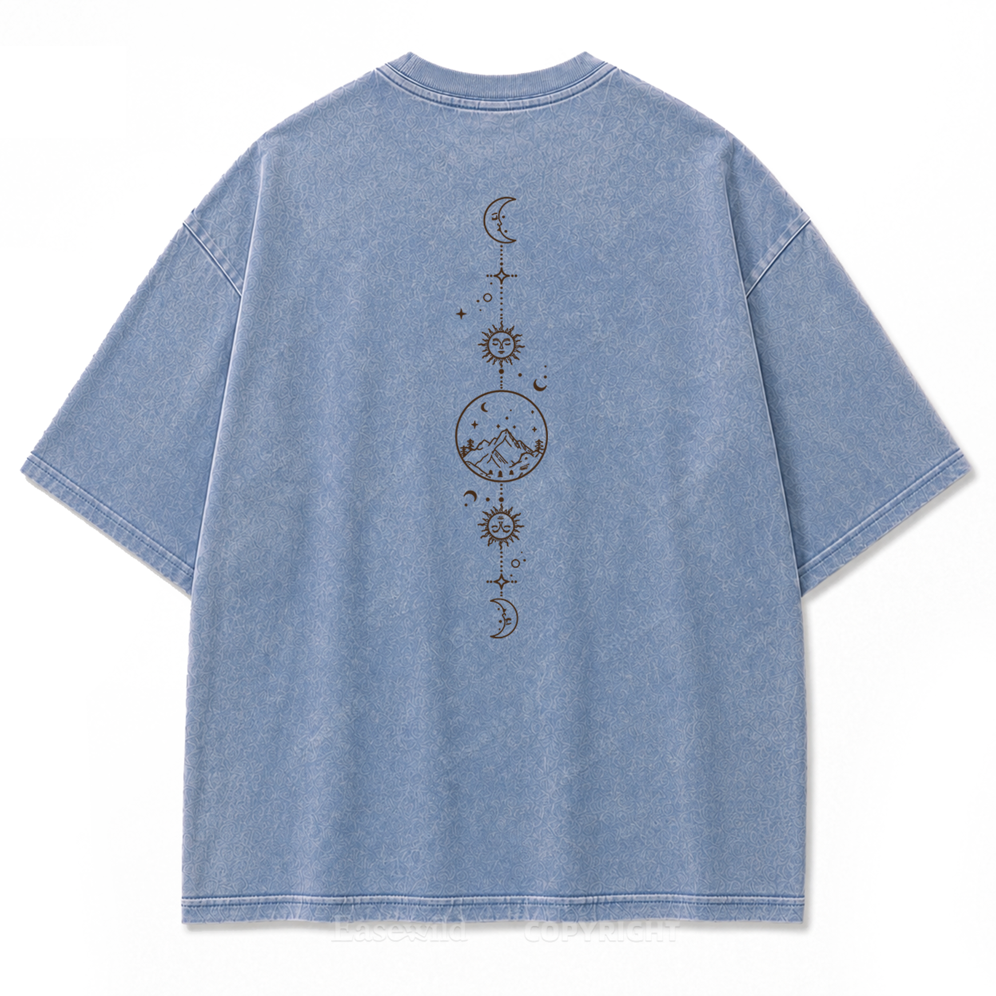 Celestial Balance Mountain Moon Washed Print Tee