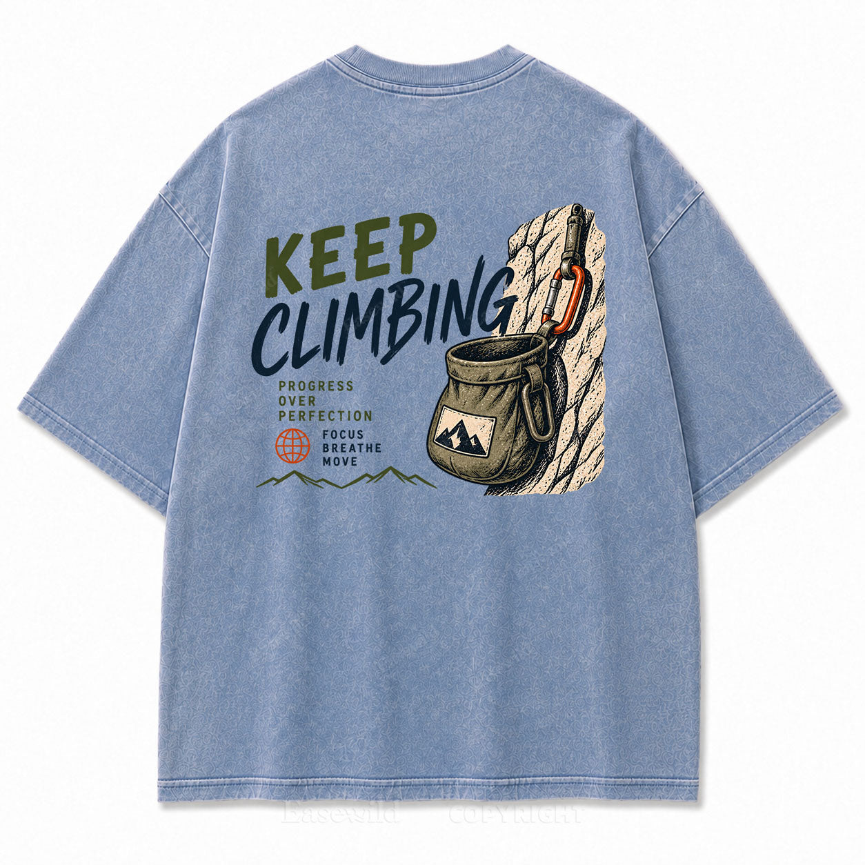Keep Climbing Rock Climbing Washed Graphic Tee
