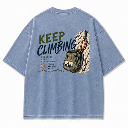 Keep Climbing Rock Climbing Washed Graphic Tee