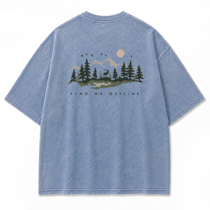 Find Me Offline T-Shirt mit Waschung