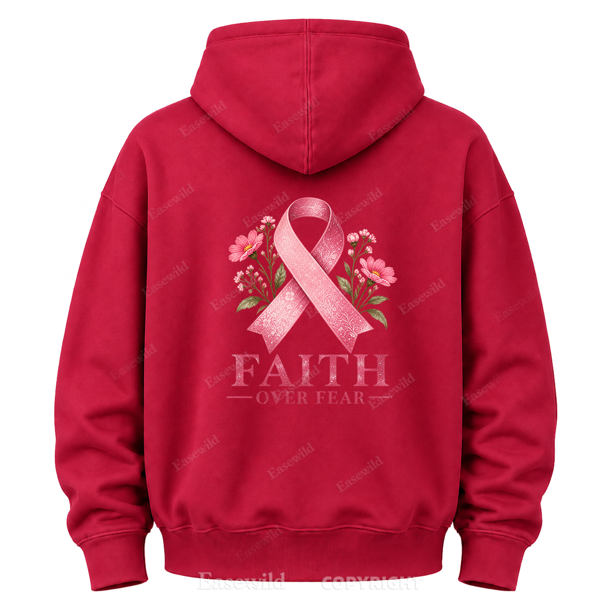 Faith Over Fear Pink Ribbon Graphic Hoodie