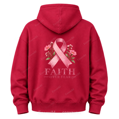 Faith Over Fear Pink Ribbon Graphic Hoodie