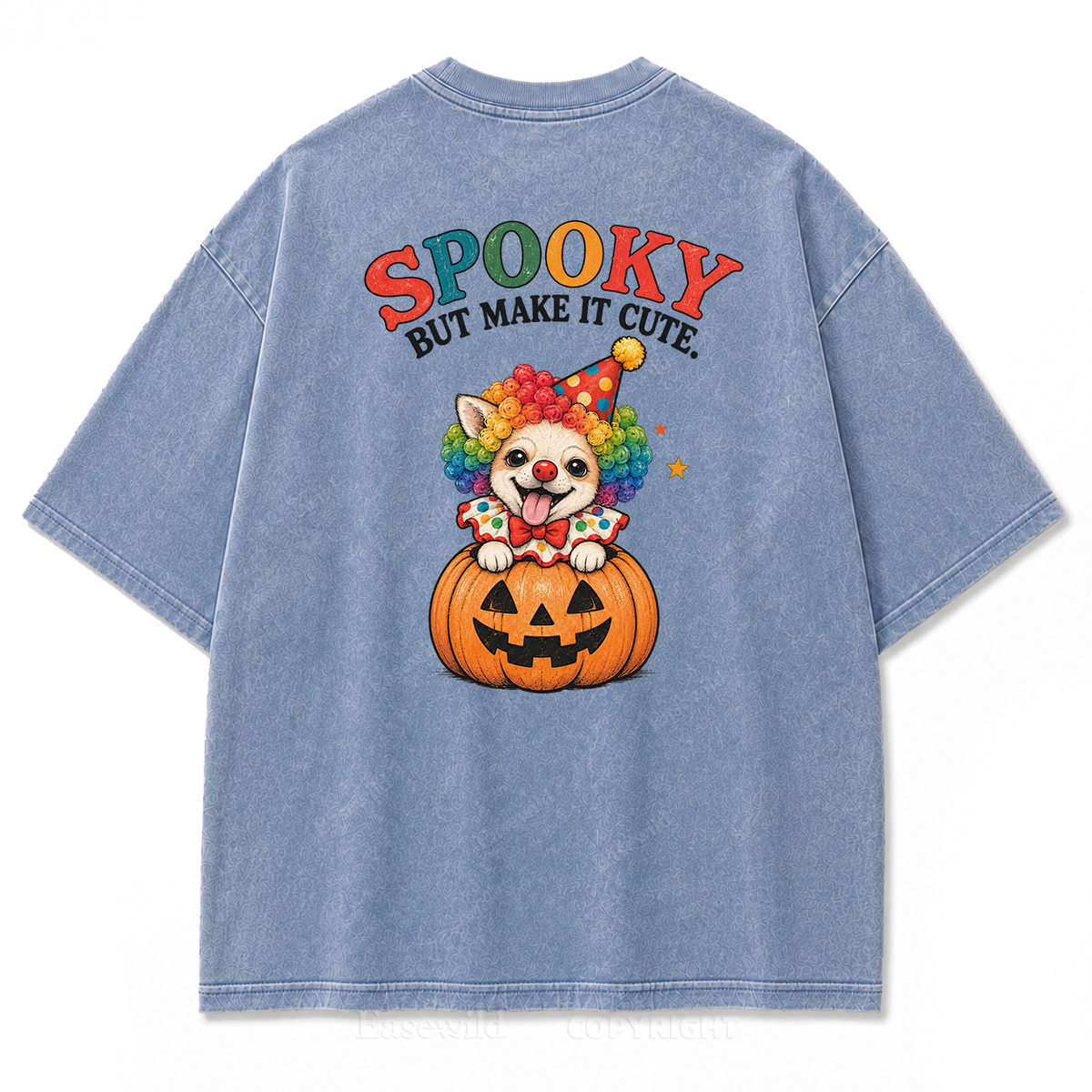 Spooky But Make It Cute Chihuahua Clown Washed Graphic T-Shirt