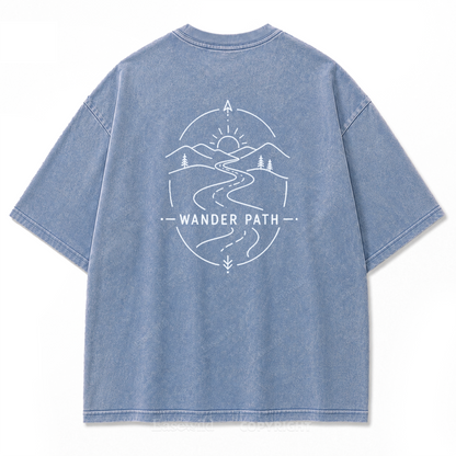 Wander Path Minimal Washed Print Tee
