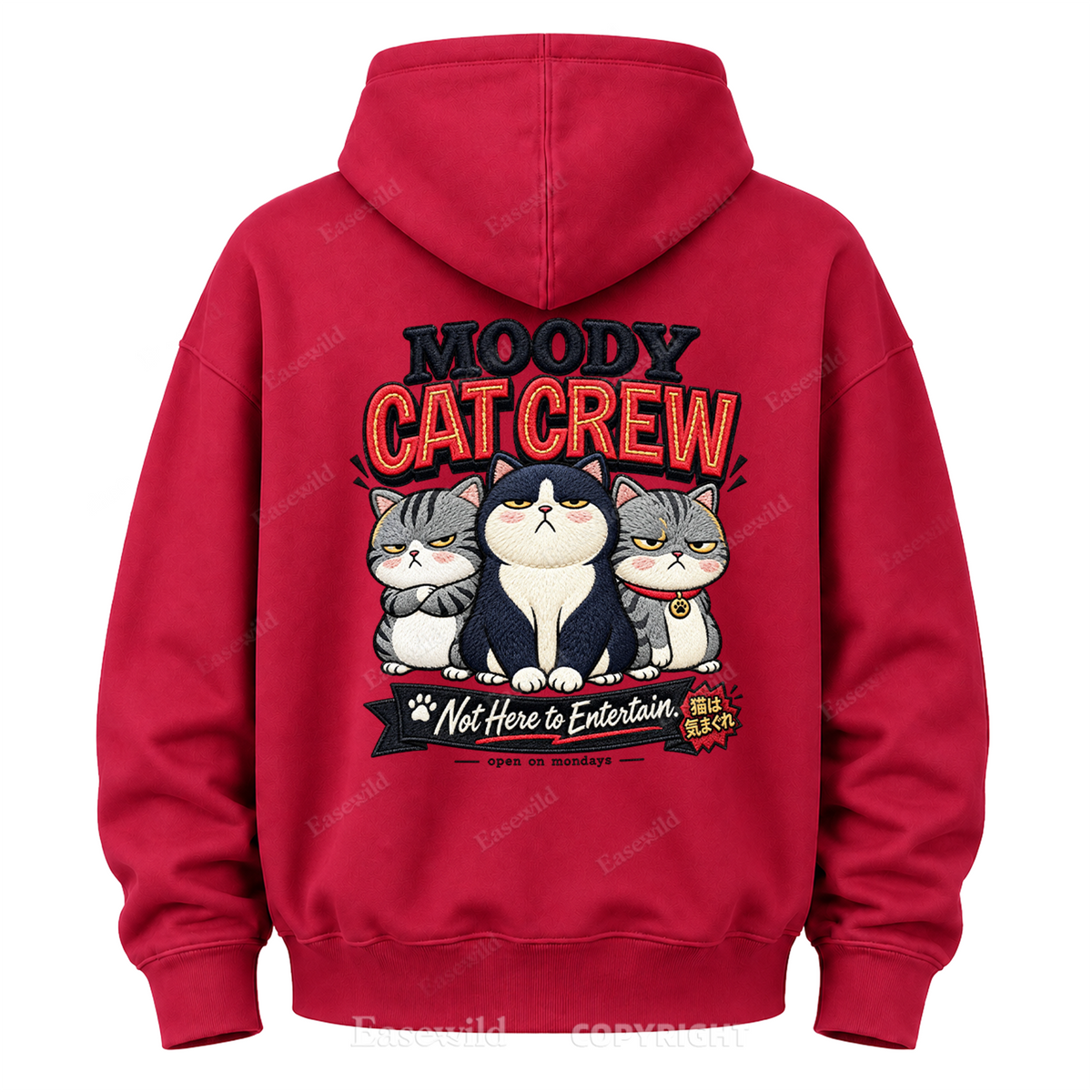 Moody Cat Crew Graphic Hoodie