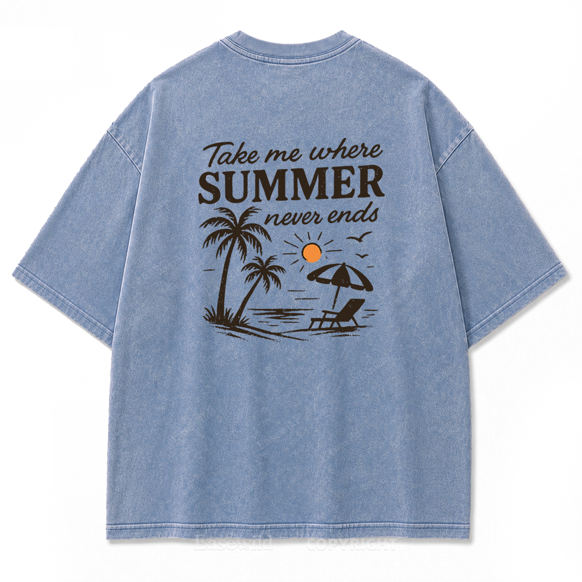Summer Never Ends T-Shirt mit Strand-Print-Waschung