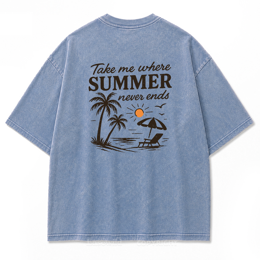 Summer Never Ends Beach Washed Print Tee