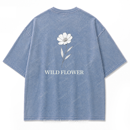 Wild Flower Line Art Washed Print Tee