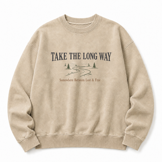 Take the Long Way Washed Graphic Sweatshirt