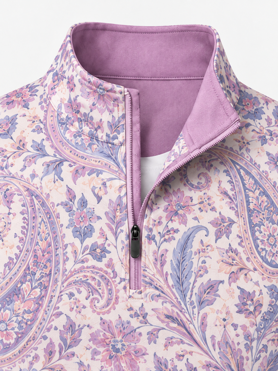 Lavender Paisley Quarter-Zip Pullover