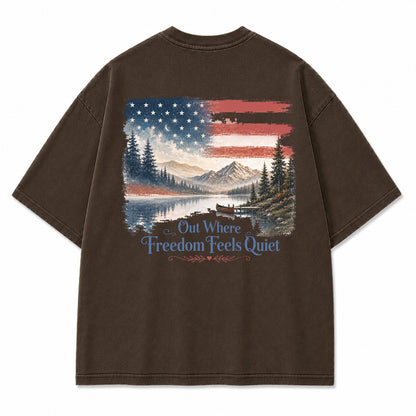 Quiet Freedom Mountain Lake Graphic T-Shirt
