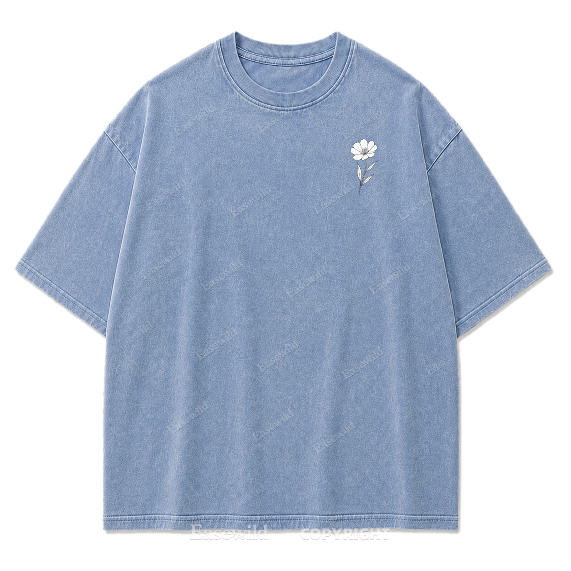 Wild Flower Line Art Washed Print Tee