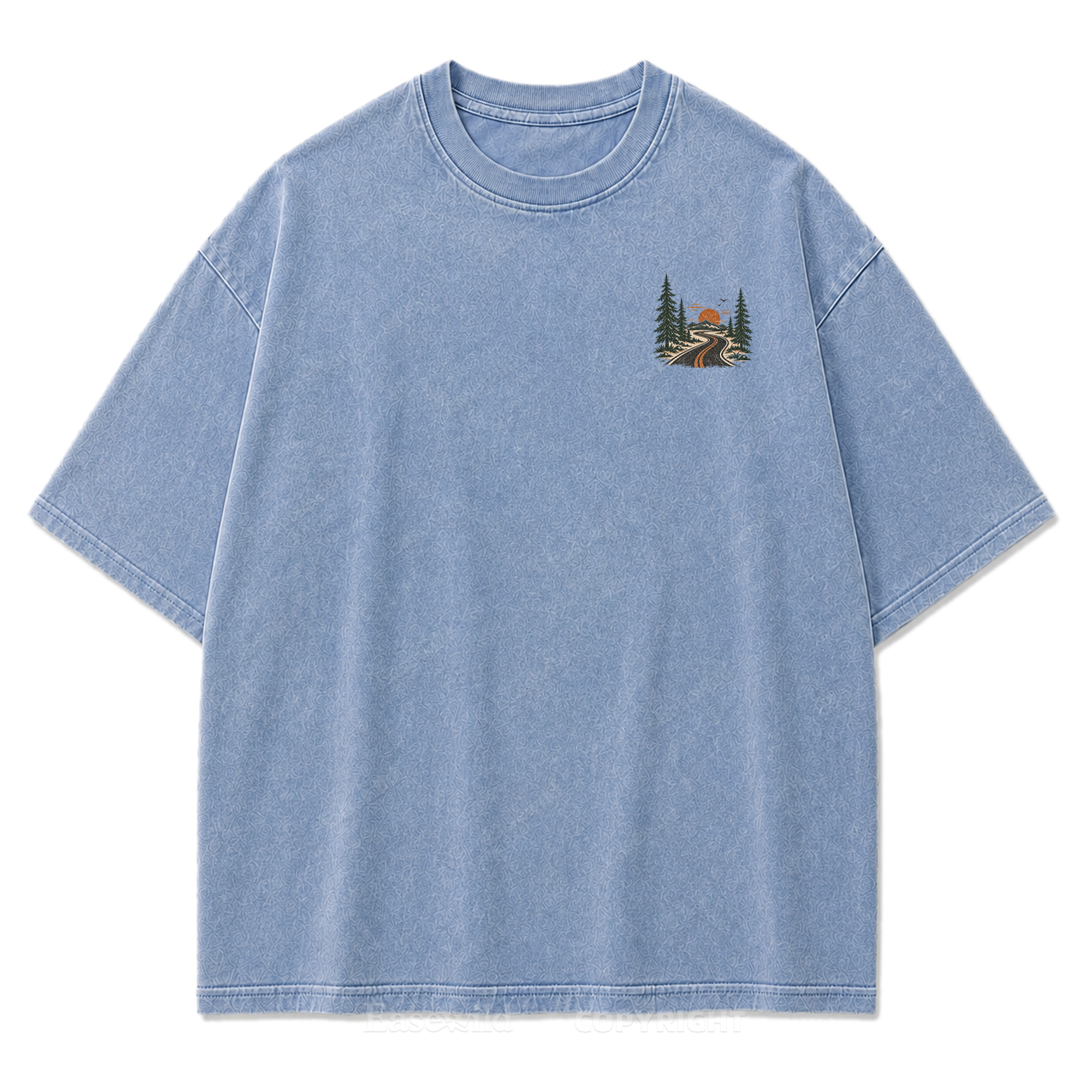 T-Shirt mit gewaschenem Print „Wo die Panoramaroute Meilen in Erinnerungen verwandelt“