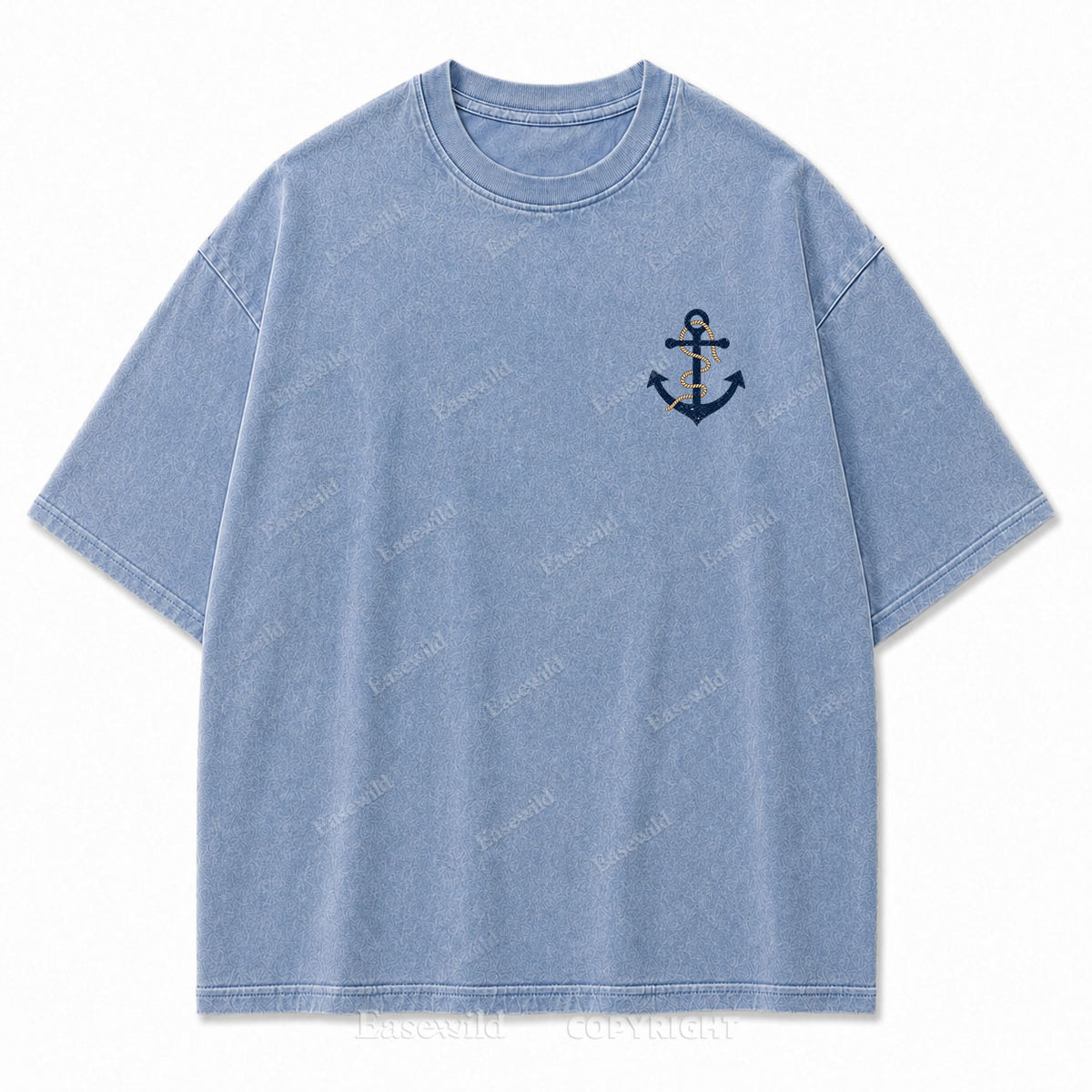 Hold Fast Stay True Nautical Anchor Washed Graphic Tee