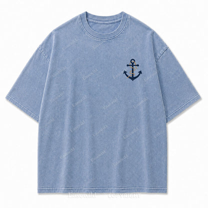Hold Fast Stay True Nautical Anchor Washed Graphic Tee