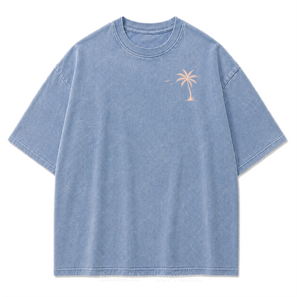 T-Shirt mit gewaschenem Aufdruck „Life Is Better at the Beach“