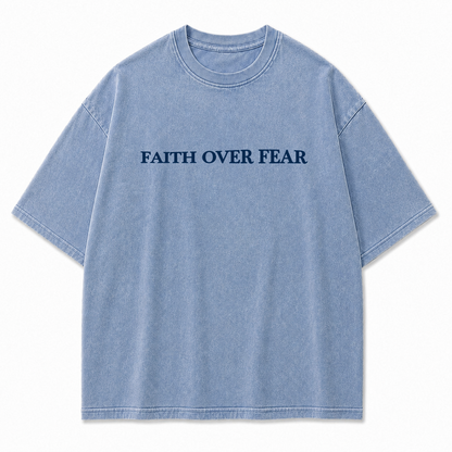 Faith Over Fear Oversized Christian Graphic Tee