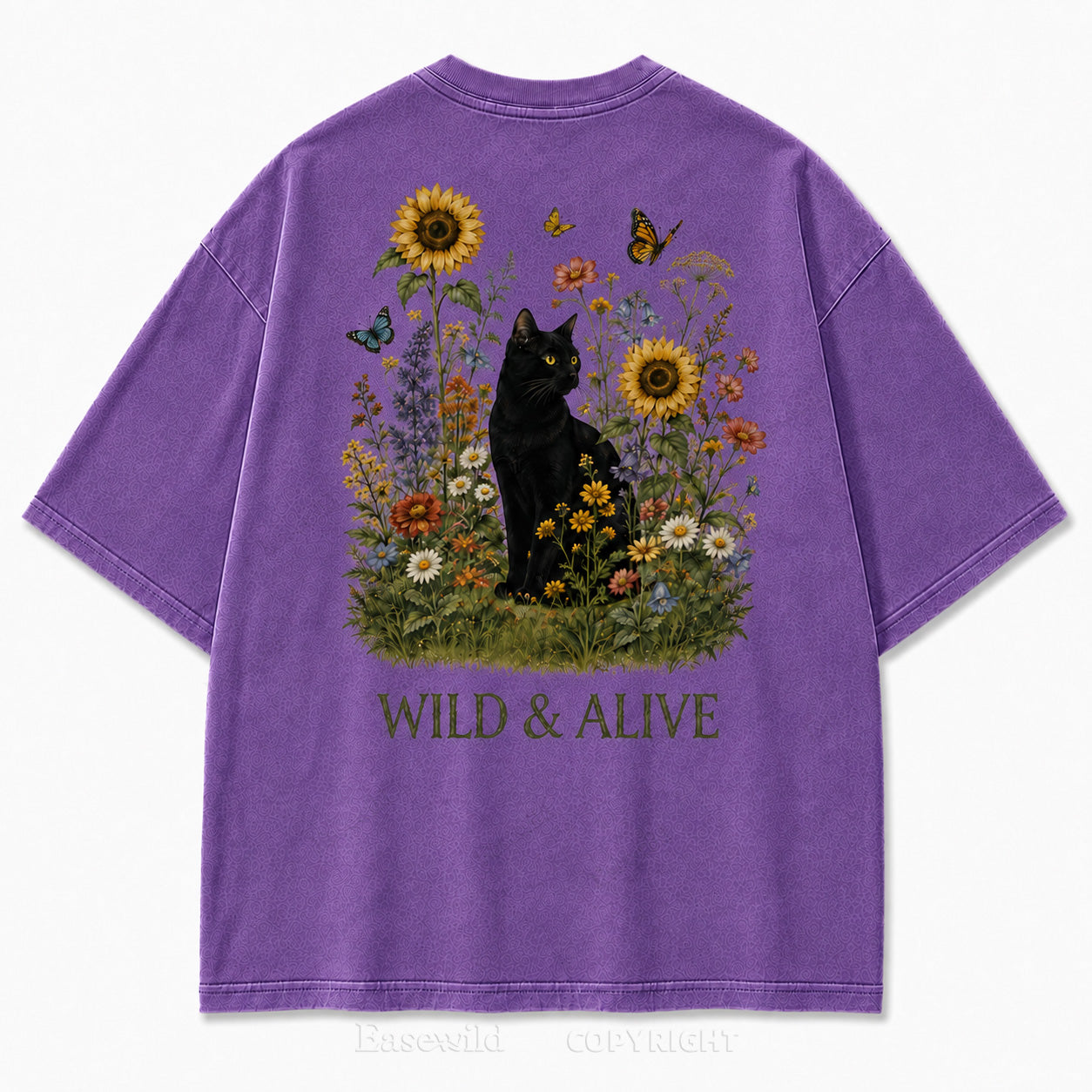 Wild Garden Black Cat Print Tee