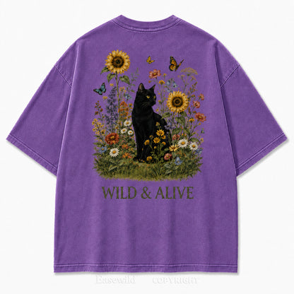 Wild Garden Black Cat Print Tee