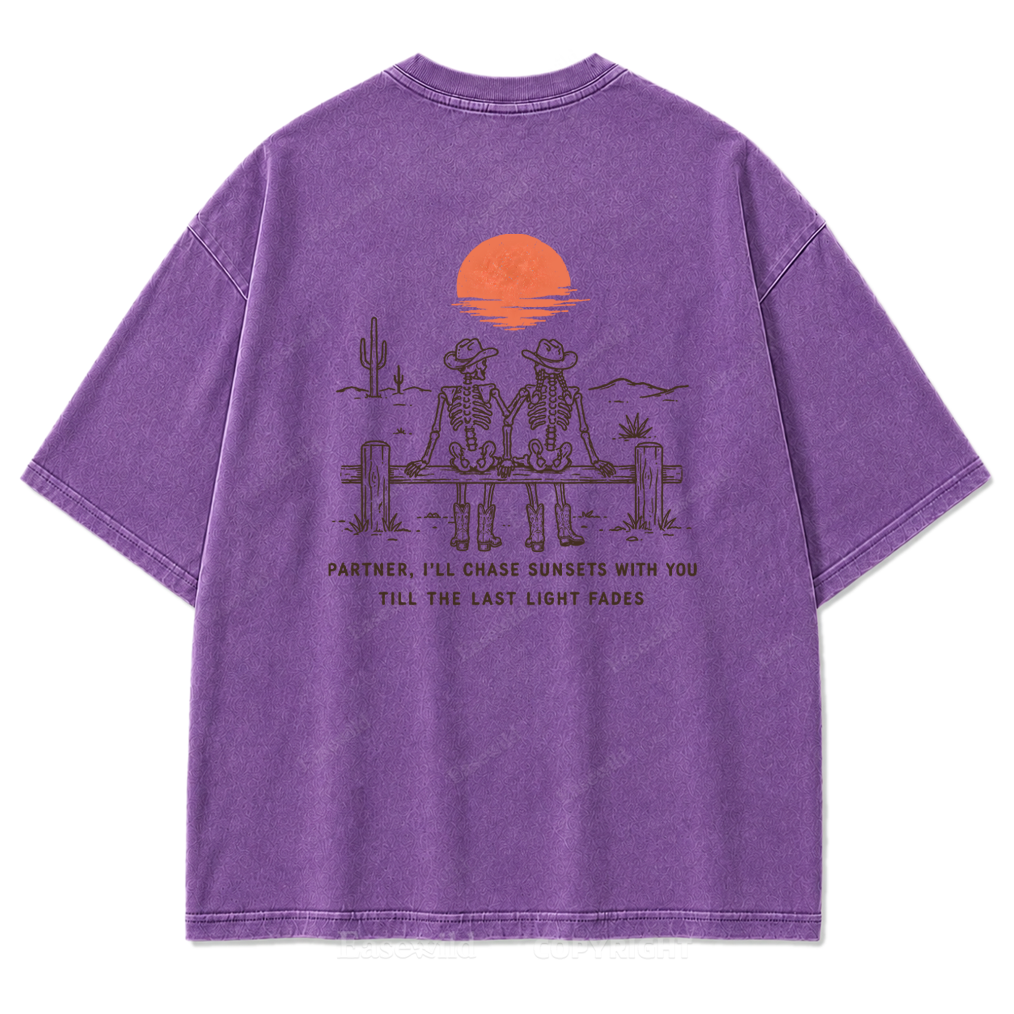 Cowboy-Skelett Used-Look T-Shirt