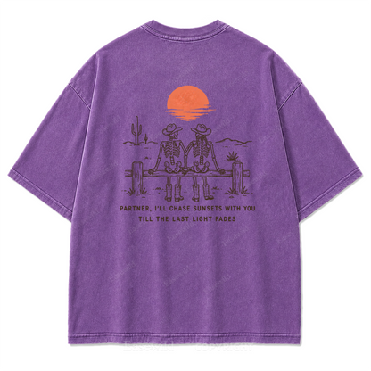 Cowboy-Skelett Used-Look T-Shirt