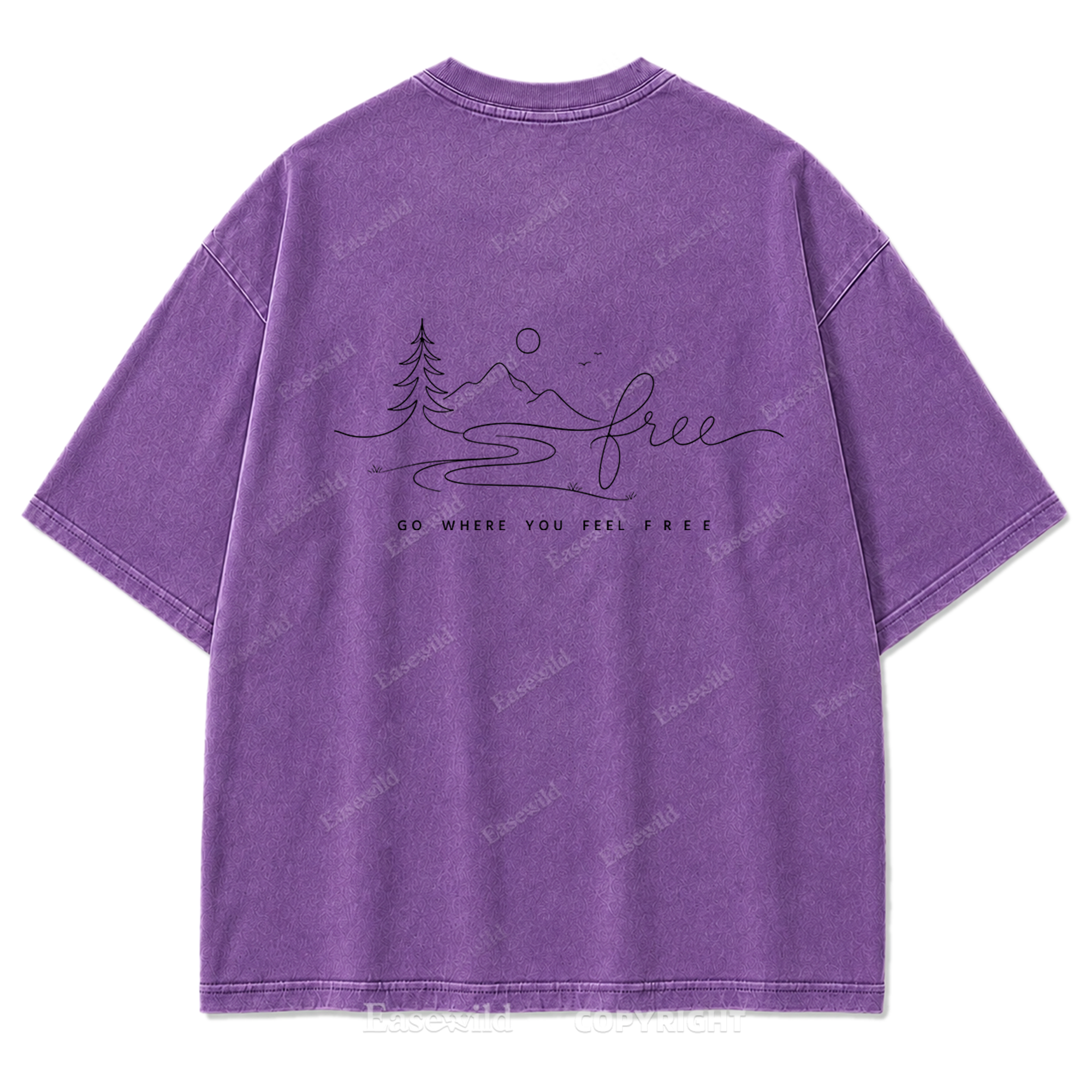 Go Where You Feel Free Mountain Washed Print Tee
