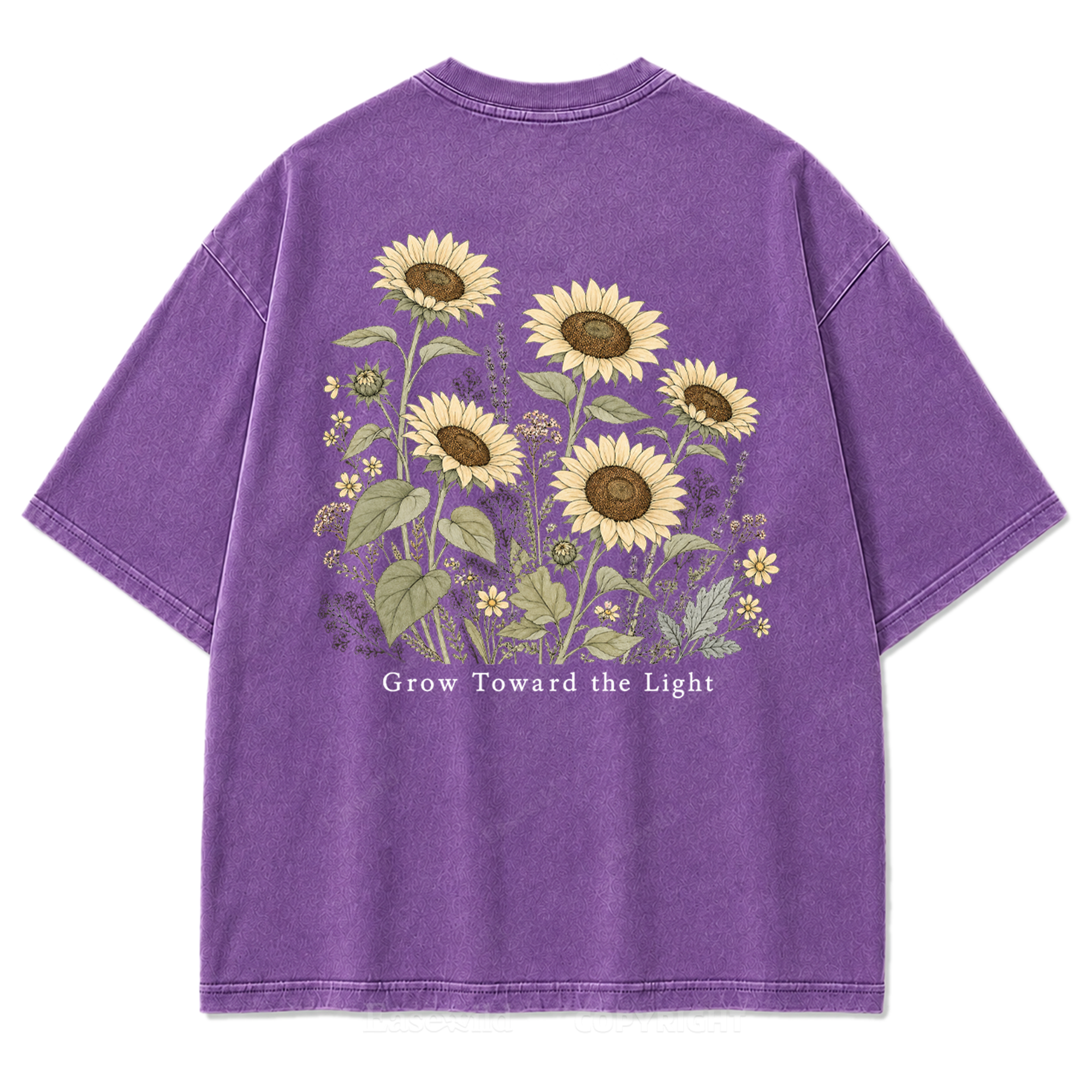 T-Shirt mit gewaschenem „Grow Toward the Light“-Print