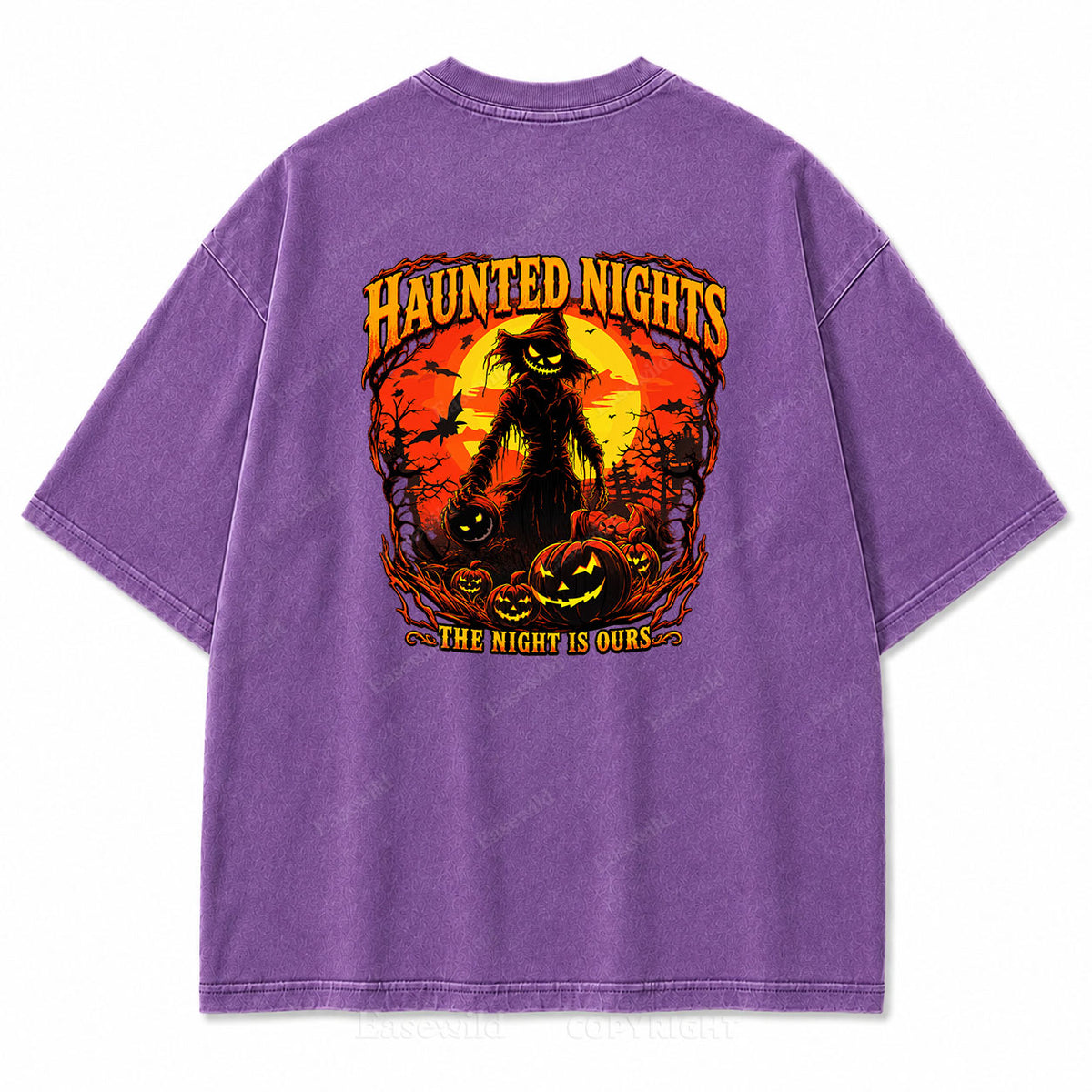 Haunted Nights Halloween Washed Graphic Tee