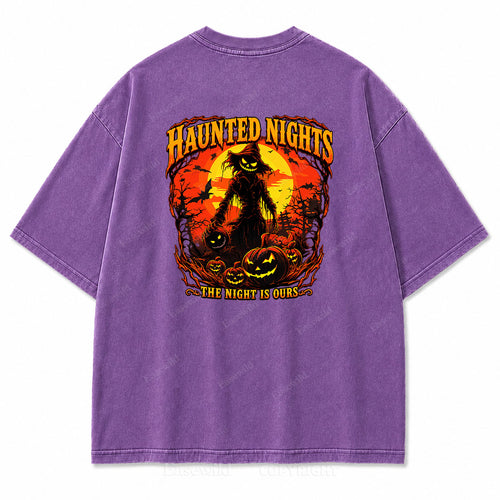 Haunted Nights Halloween Washed Graphic Tee