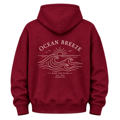 Ocean Breeze Wave Graphic Hoodie