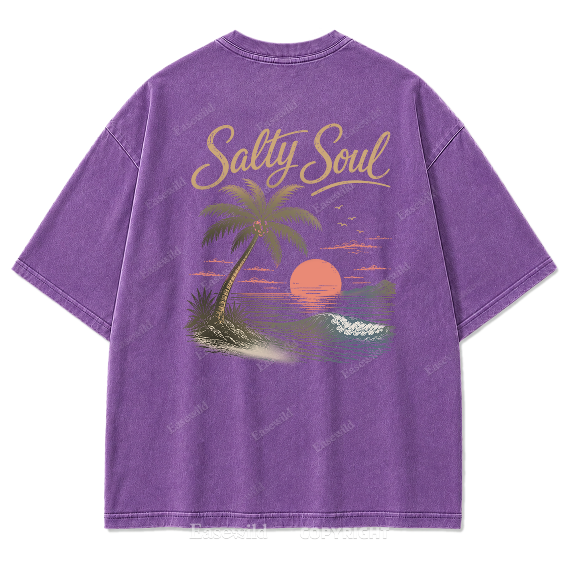 Salty Soul T-Shirt mit Küsten-Print im Used-Look
