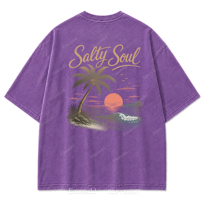 Salty Soul T-Shirt mit Küsten-Print im Used-Look