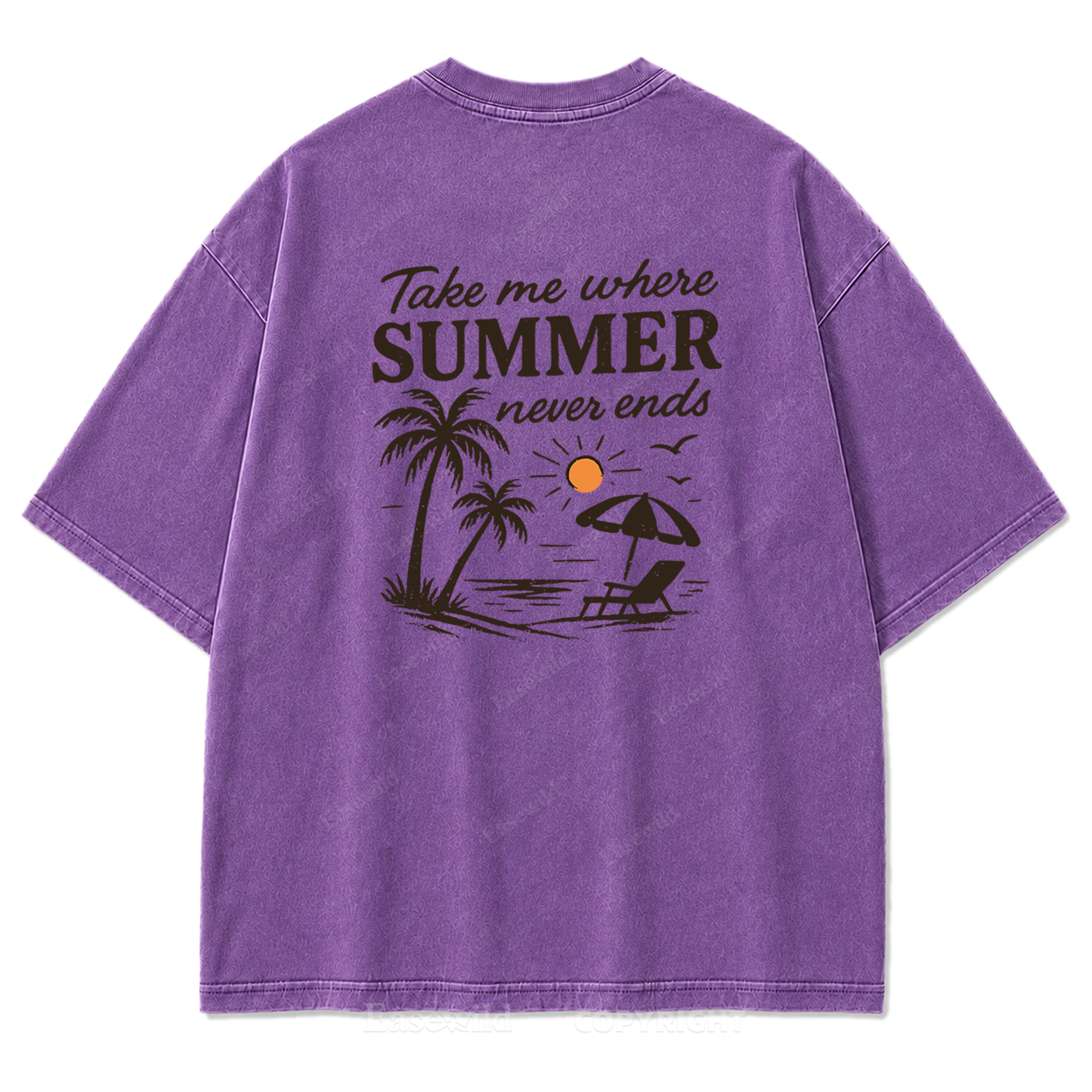 Summer Never Ends T-Shirt mit Strand-Print-Waschung