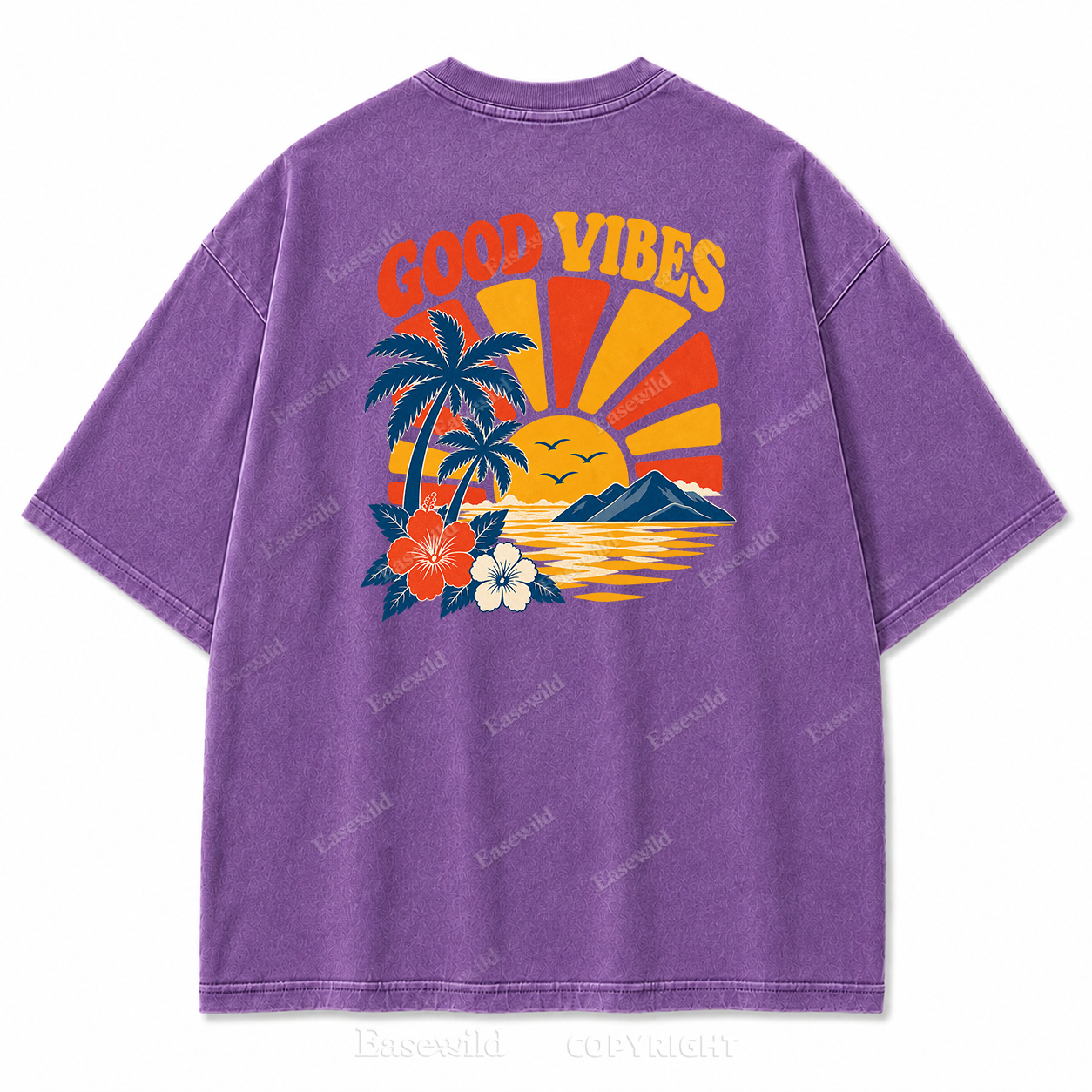 Retro Beach Sunset Oversized Graphic Tee