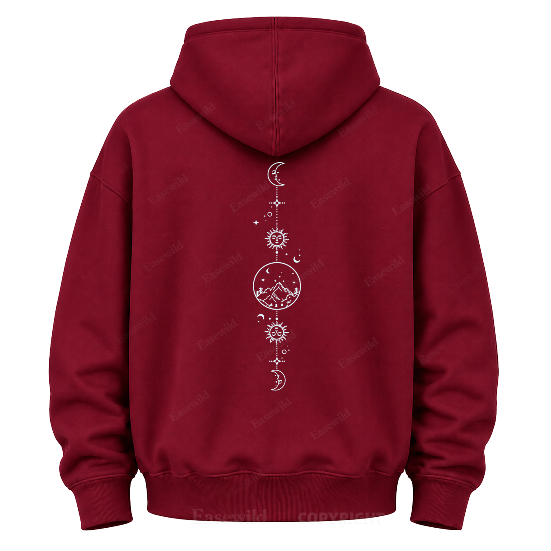 Celestial Mountain Sun & Moon Graphic Hoodie