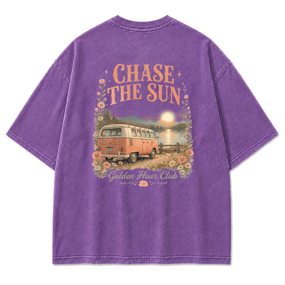 Golden Hour Lakeside Van Washed Print Tee