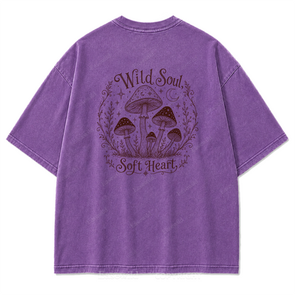 Wild Soul Soft Heart Mushroom Washed Print Tee