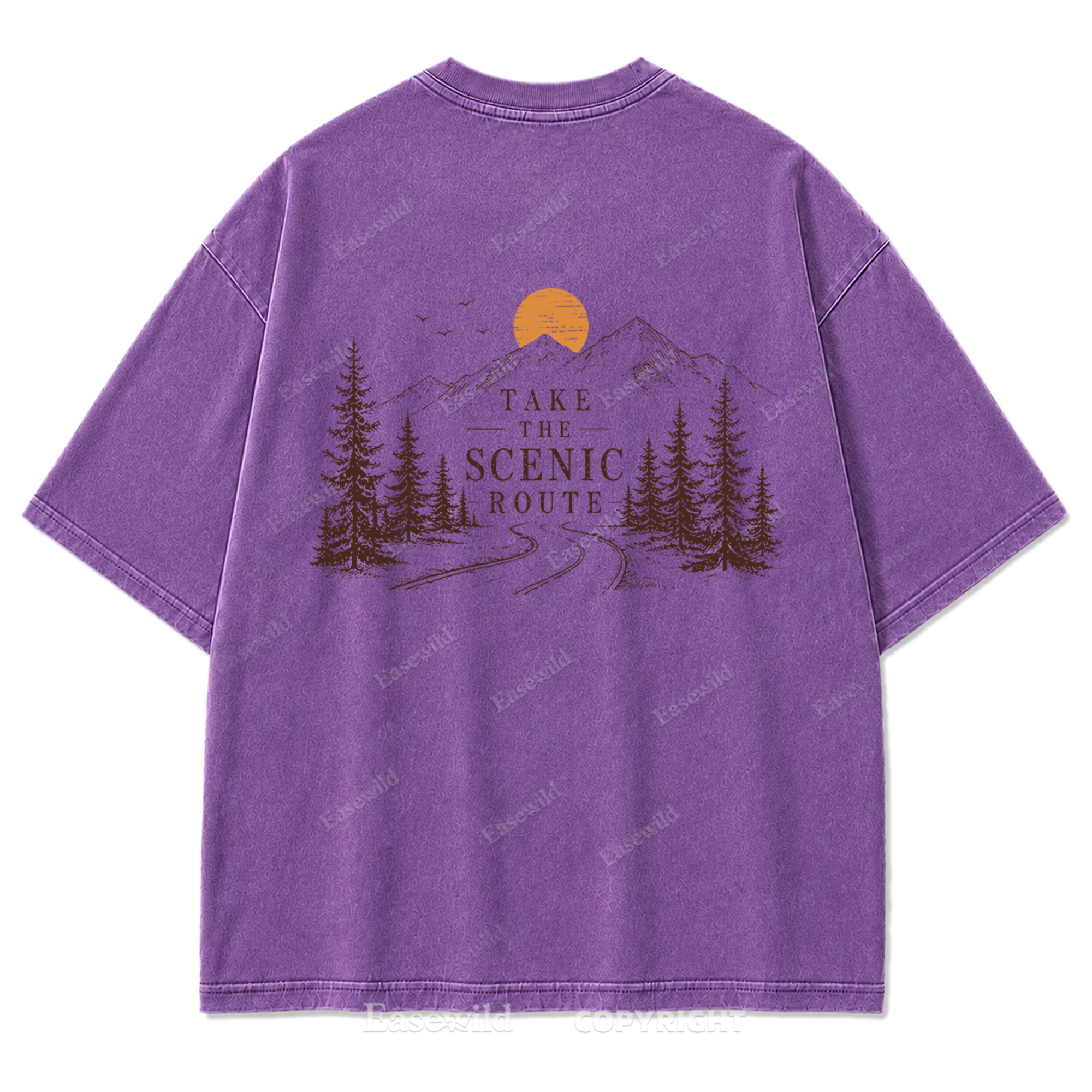 Take The Scenic Route Minimal Washed Print Tee