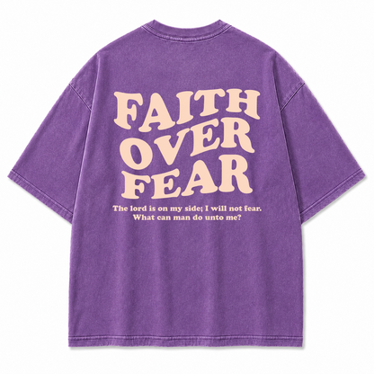 Faith Over Fear Oversized Christian Graphic Tee