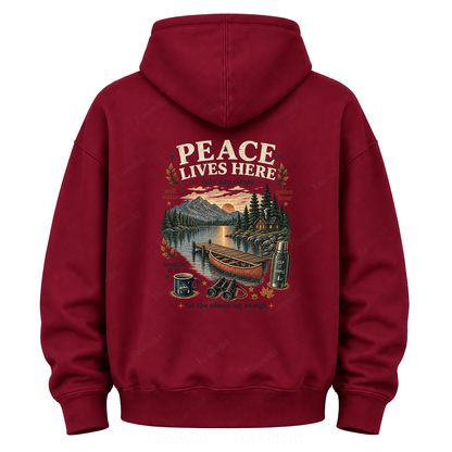 Peace Lives Here Lake Escape Graphic Hoodie